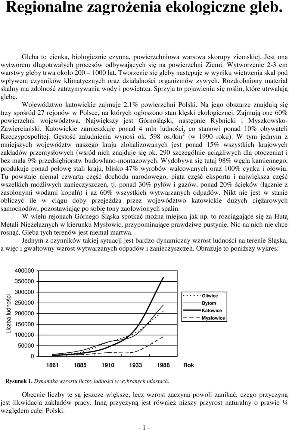 Rozdrobniony materiał skalny ma zdolność zatrzymywania wody i powietrza. Sprzyja to pojawieniu się roślin, które utrwalają glebę. Województwo katowickie zajmuje 2,1% powierzchni Polski.