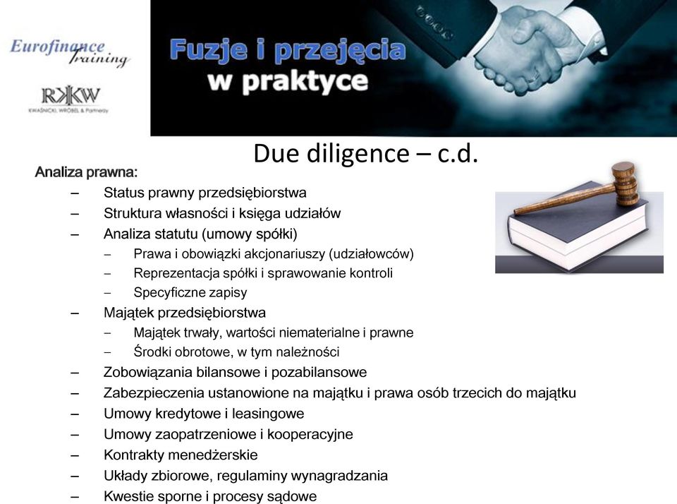 iałów Analiza statutu (umowy spółki) Due di