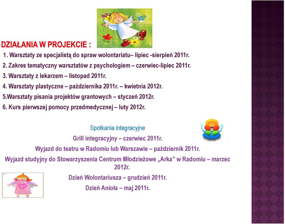 6. Kurs pierwszej pomocy przedmedycznej luty 2012r. Spotkania integracyjne Grill integracyjny czerwiec 2011r.