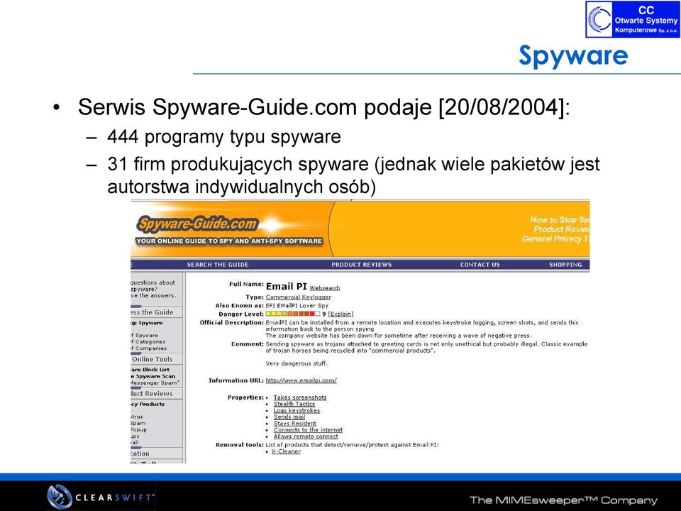 typu spyware 31 firm produkujących