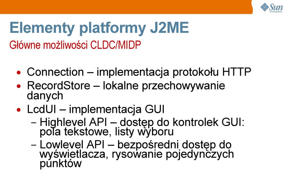 LcdUI implementacja GUI Highlevel API dostęp do kontrolek GUI: pola