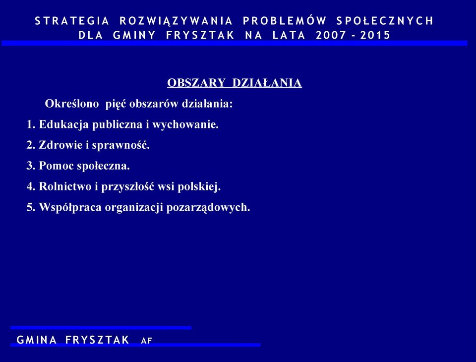 Zdrowie i sprawność. 3. Pomoc społeczna. 4.