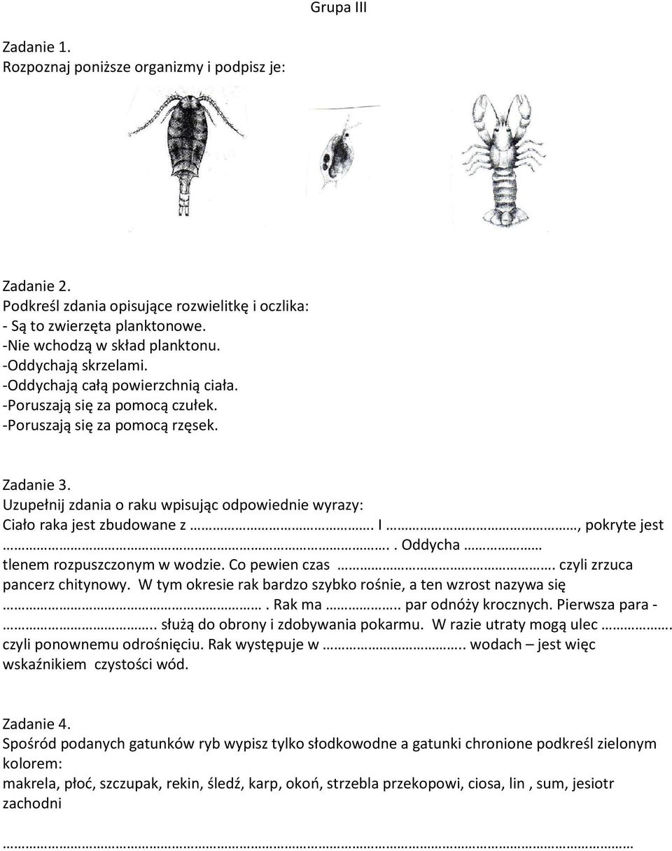 . Oddycha tlenem rozpuszczonym w wodzie. Co pewien czas. czyli zrzuca pancerz chitynowy. W tym okresie rak bardzo szybko rośnie, a ten wzrost nazywa się. Rak ma.. par odnóży krocznych.