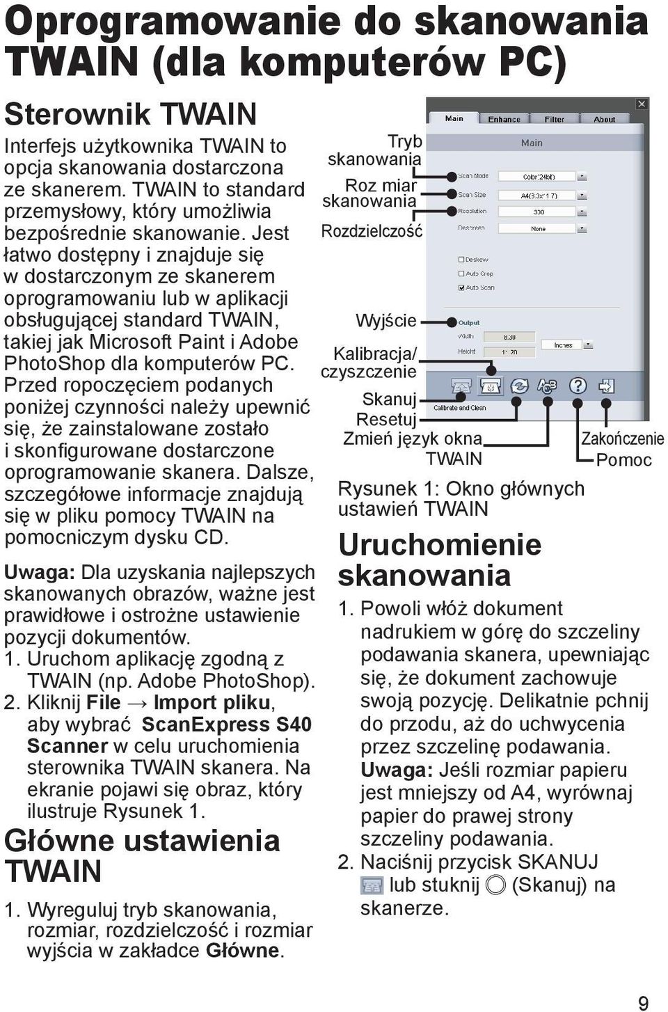 Jest łatwo dostępny i znajduje się w dostarczonym ze skanerem oprogramowaniu lub w aplikacji obsługującej standard TWAIN, takiej jak Microsoft Paint i Adobe PhotoShop dla komputerów PC.