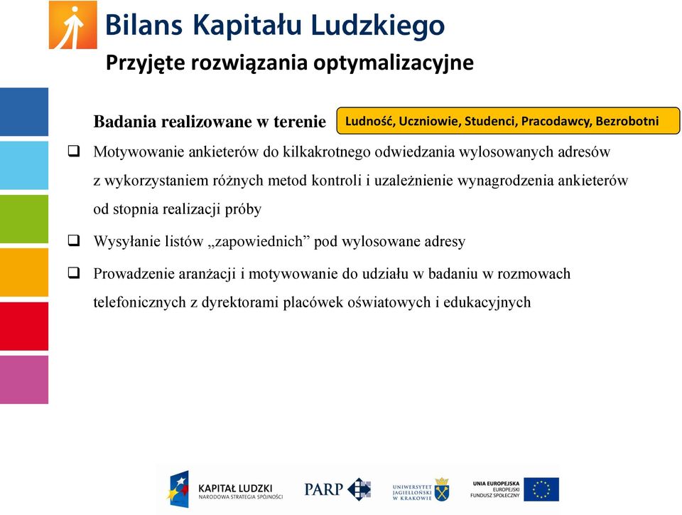 uzależnienie wynagrodzenia ankieterów od stopnia realizacji próby Wysyłanie listów zapowiednich pod wylosowane adresy