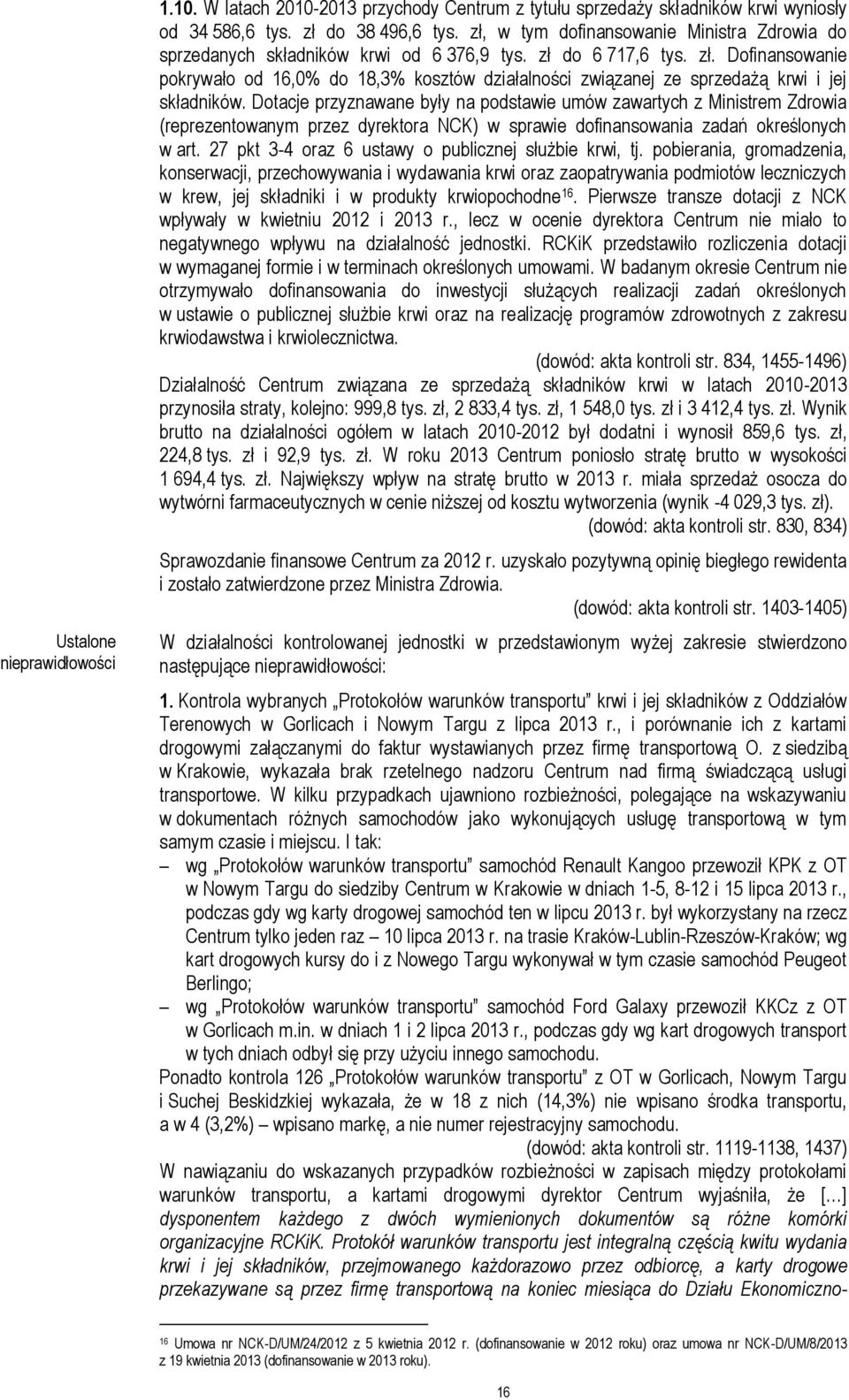 do 6 717,6 tys. zł. Dofinansowanie pokrywało od 16,0% do 18,3% kosztów działalności związanej ze sprzedażą krwi i jej składników.