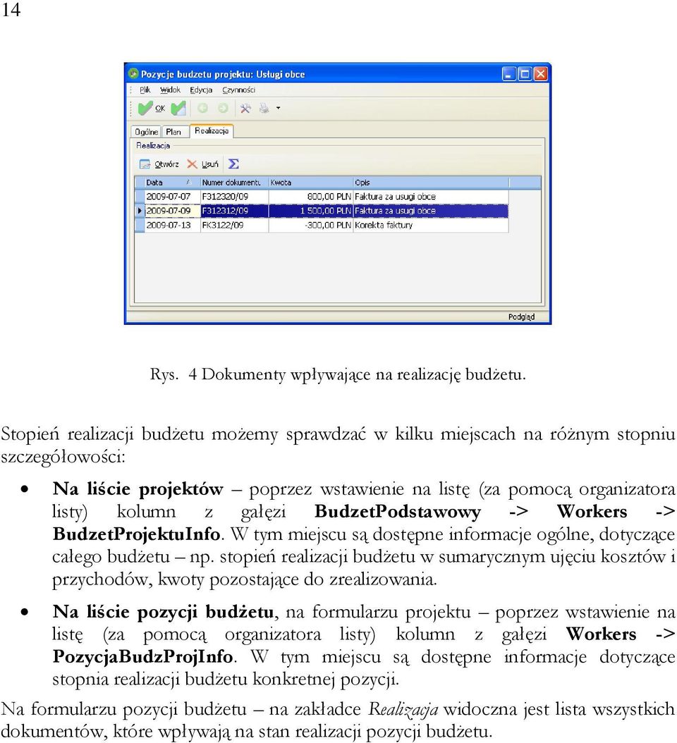 BudzetPodstawowy -> Workers -> BudzetProjektuInfo. W tym miejscu są dostępne informacje ogólne, dotyczące całego budżetu np.