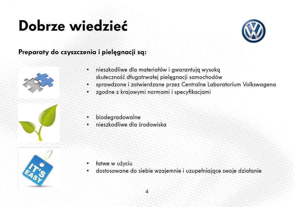 Centralne Laboratorium Volkswagena zgodne z krajowymi normami i specyfikacjami biodegradowalne