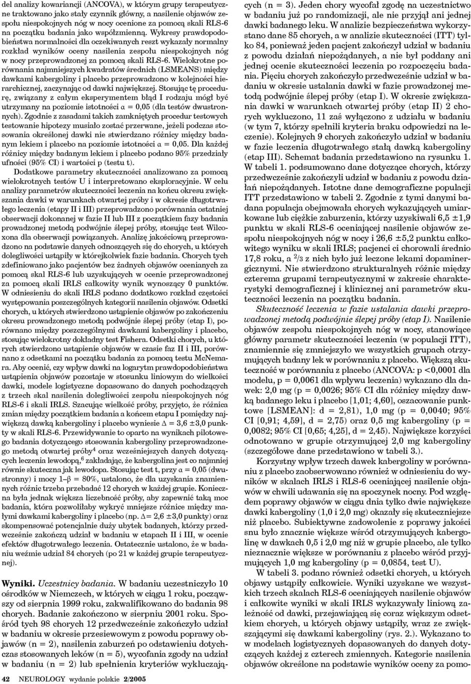 Wykresy prawdopodobieństwa normalności dla oczekiwanych reszt wykazały normalny rozkład wyników oceny nasilenia zespołu niespokojnych nóg w nocy przeprowadzonej za pomocą skali RLS-6.