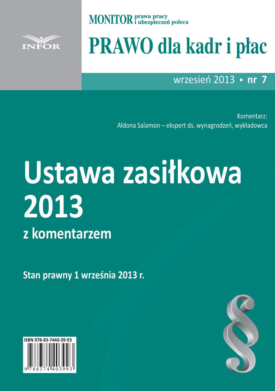 wynagrodzeń, wykładowca Ustawa zasiłkowa 2013 z