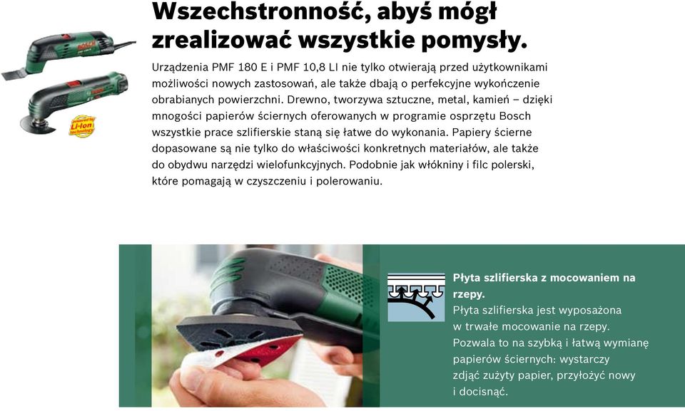 Drewno, tworzywa sztuczne, metal, kamień dzięki mnogości papierów ściernych oferowanych w programie osprzętu Bosch wszystkie prace szlifierskie staną się łatwe do wykonania.