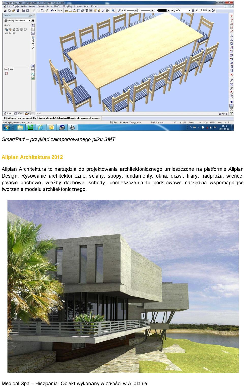 Rysowanie architektoniczne: ściany, stropy, fundamenty, okna, drzwi, filary, nadproża, wieńce, połacie dachowe,