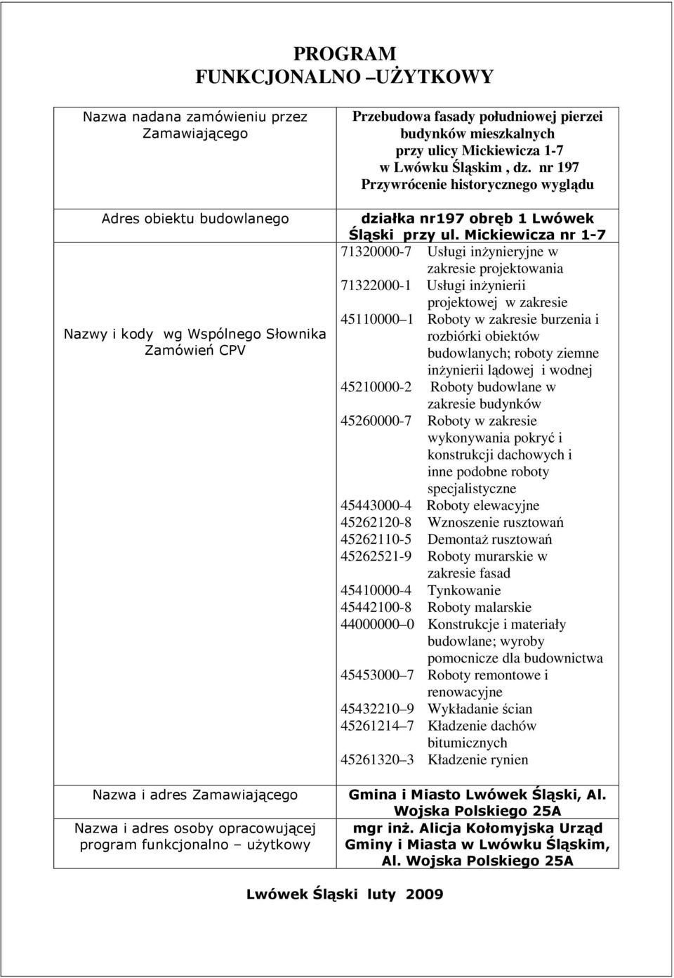 nr 197 Przywrócenie historycznego wyglądu działka nr197 obręb 1 Lwówek Śląski przy ul.