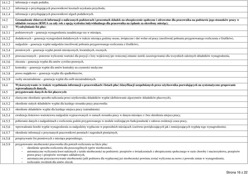 1.4 informacje o przysługujących pracownikowi ulgach podatkowych. 14.