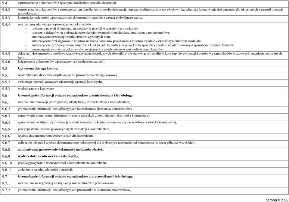 3 kontrola kompletności wprowadzonych dokumentów zgodnie z zasadą podwójnego zapisu, 9.4.