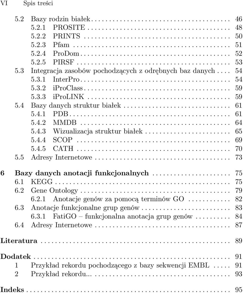 3 Integracja zasobów pochodzących z odrębnych baz danych.... 54 5.3.1 InterPro.......................................... 54 5.3.2 iproclass......................................... 59 5.3.3 iprolink.