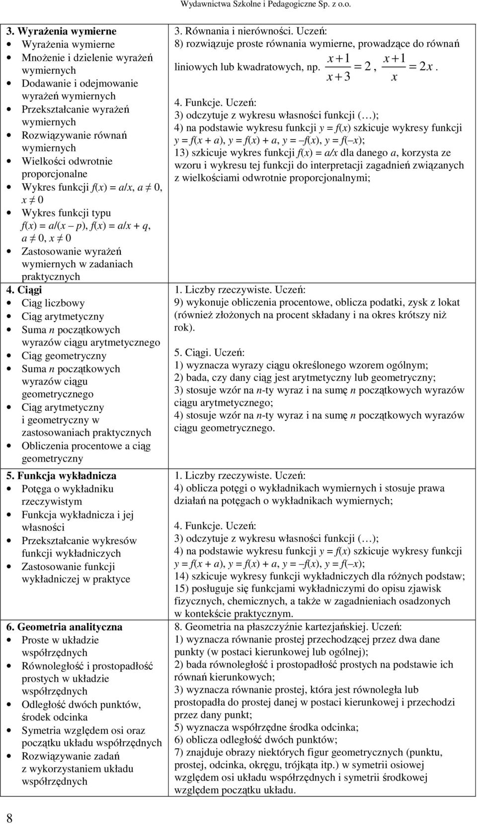 Ciągi Ciąg liczbowy Ciąg arytmetyczny Suma n początkowych wyrazów ciągu arytmetycznego Ciąg geometryczny Suma n początkowych wyrazów ciągu geometrycznego Ciąg arytmetyczny i geometryczny w