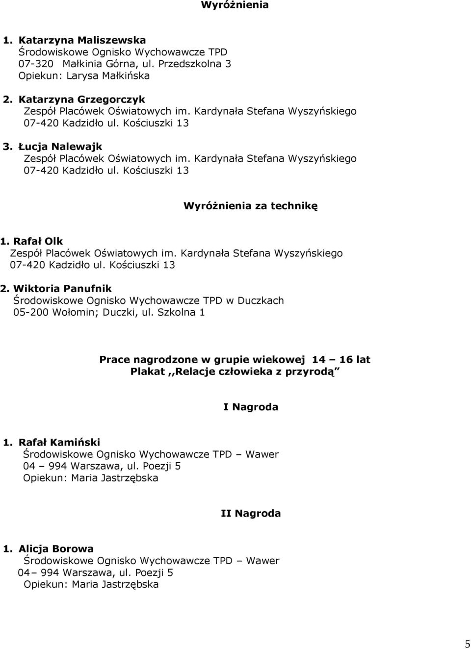 Wiktoria Panufnik w Duczkach 05-200 Wołomin; Duczki, ul.