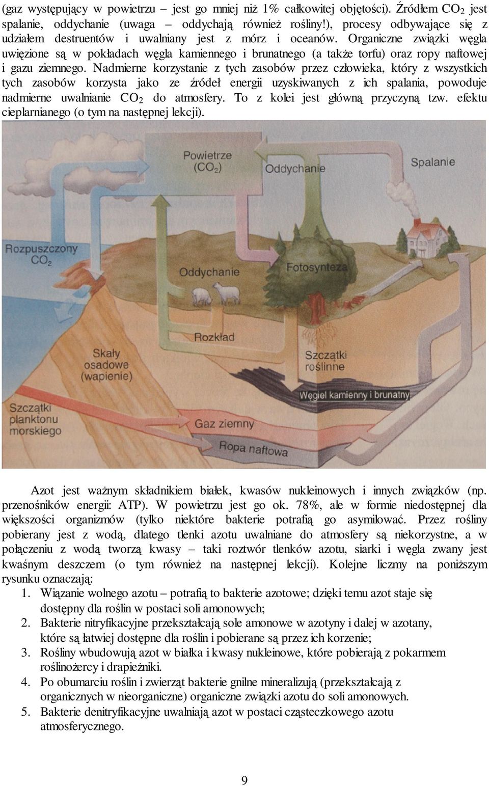 Organiczne związki węgla uwięzione są w pokładach węgla kamiennego i brunatnego (a takŝe torfu) oraz ropy naftowej i gazu ziemnego.