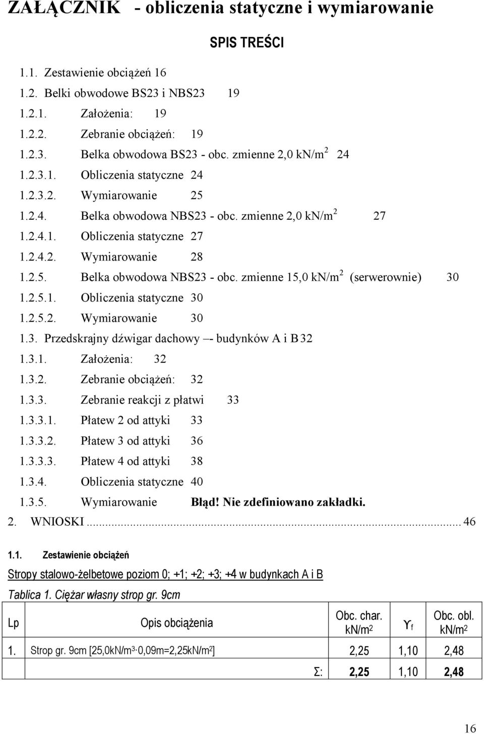 .5.. Obliczenia statyczne 30..5.. Wymiarowanie 30.3. Przedskrajny dźwigar dachowy - budynków A i B 3.3.. Założenia: 3.3.. Zebranie obciążeń: 3.3.3. Zebranie reakcji z płatwi 33.3.3.. Płatew od attyki 33.