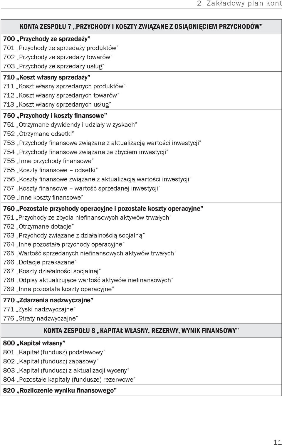 751 Otrzymane dywidendy i udziały w zyskach 752 Otrzymane odsetki 753 Przychody finansowe związane z aktualizacją wartości inwestycji 754 Przychody finansowe związane ze zbyciem inwestycji 755 Inne