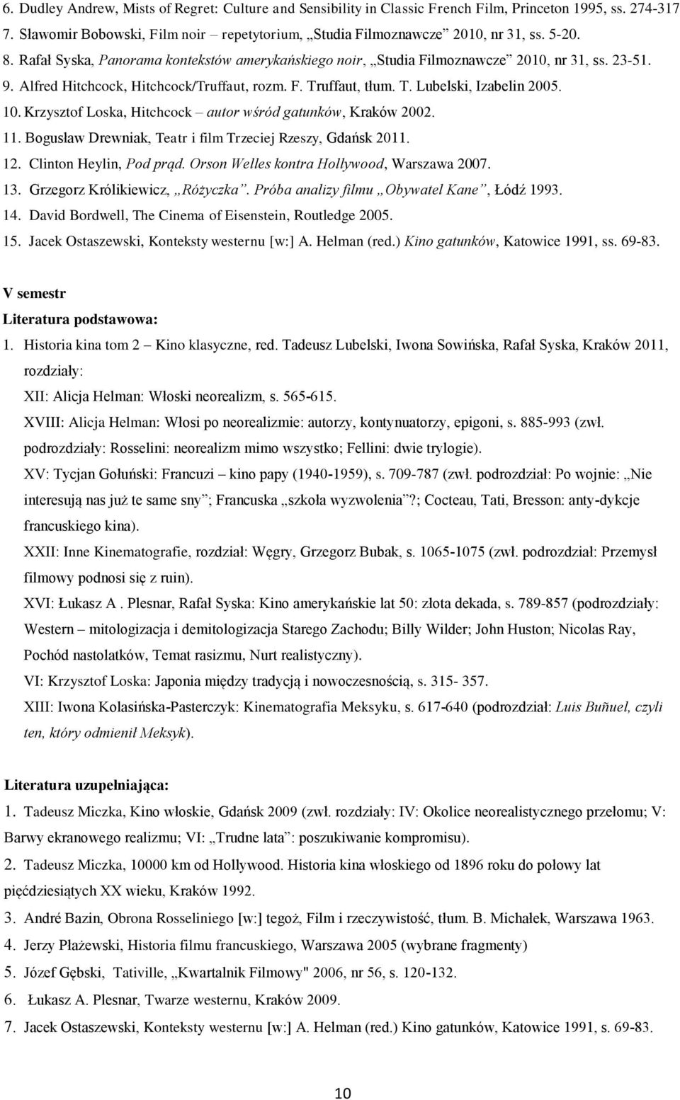 Krzysztof Loska, Hitchcock autor wśród gatunków, Kraków 2002. 11. Bogusław Drewniak, Teatr i film Trzeciej Rzeszy, Gdańsk 2011. 12. Clinton Heylin, Pod prąd.