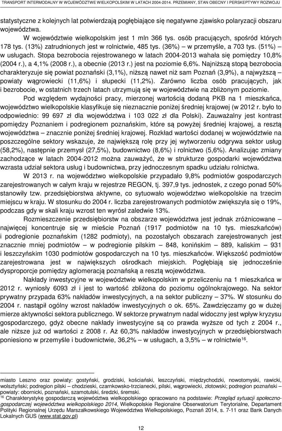 Stopa bezrobocia rejestrowanego w latach 2004-2013 wahała się pomiędzy 10,8% (2004 r.), a 4,1% (2008 r.), a obecnie (2013 r.) jest na poziomie 6,6%.