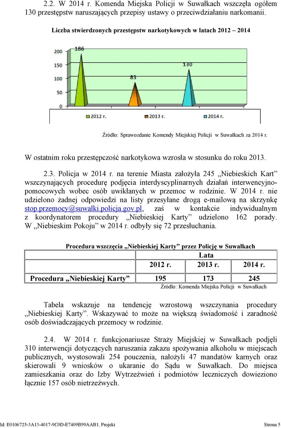 ostatnim roku przestępczość narkotykowa wzrosła w stosunku do roku 2013. 2.3. olicja w 2014 r.