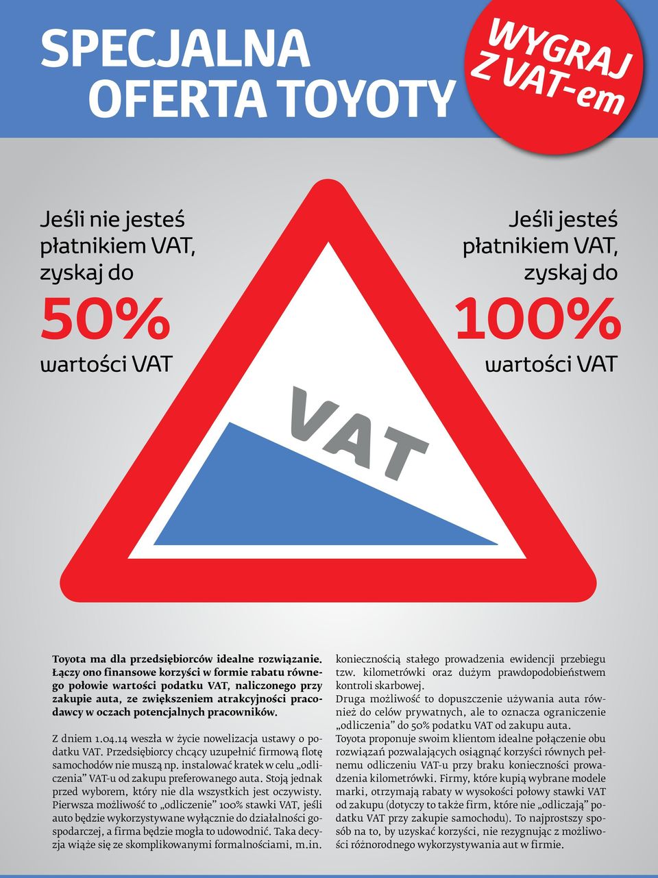 Łączy ono finansowe korzyści w formie rabatu równego połowie wartości podatku VAT, naliczonego przy zakupie auta, ze zwiększeniem atrakcyjności pracodawcy w oczach potencjalnych pracowników.