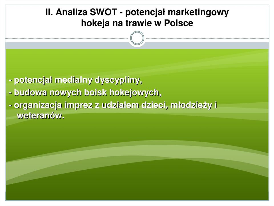 budowa nowych boisk hokejowych, - organizacja imprez