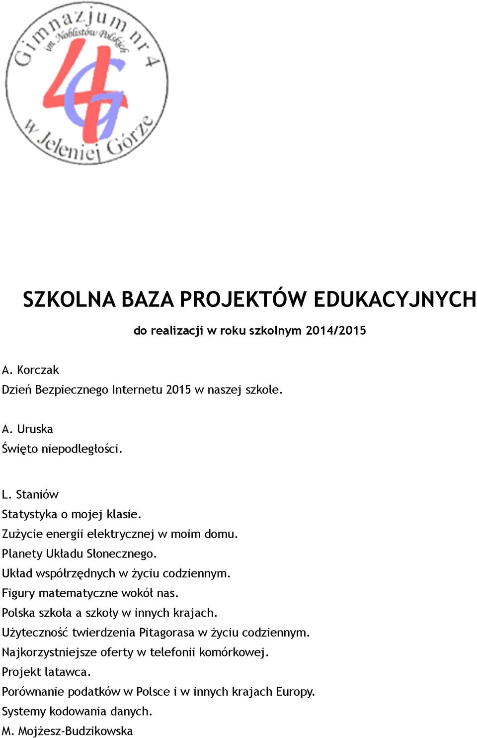 Figury matematyczne wokół nas. Polska szkoła a szkoły w innych krajach. Użyteczność twierdzenia Pitagorasa w życiu codziennym.