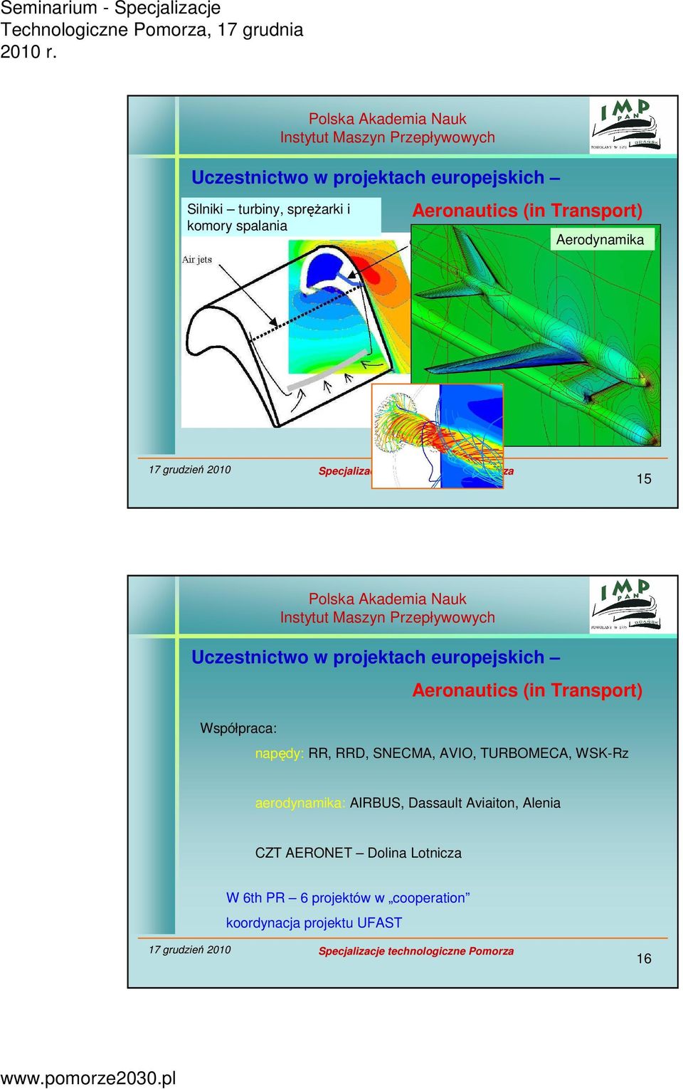 Transport) napędy: RR, RRD, SNECMA, AVIO, TURBOMECA, WSK-Rz aerodynamika: AIRBUS, Dassault