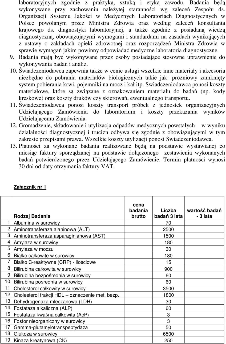 diagnostyki laboratoryjnej, a takŝe zgodnie z posiadaną wiedzą diagnostyczną, obowiązującymi wymogami i standardami na zasadach wynikających z ustawy o zakładach opieki zdrowotnej oraz rozporządzeń