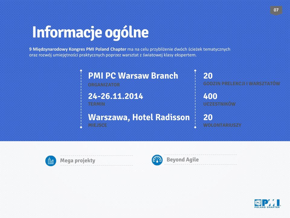 ekspertem. PMI PC Warsaw Branch ORGANIZATOR 24-26.11.