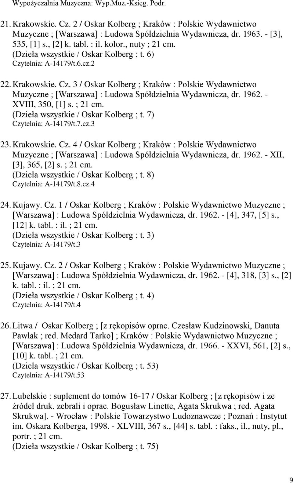 1962. - XVIII, 350, [1] s. ; 21 cm. (Dzieła wszystkie / Oskar Kolberg ; t. 7) Czytelnia: A-14179/t.7.cz.3 23. Krakowskie. Cz. 4 / Oskar Kolberg ; Kraków : Polskie Wydawnictwo Muzyczne ; [Warszawa] : Ludowa Spółdzielnia Wydawnicza, dr.