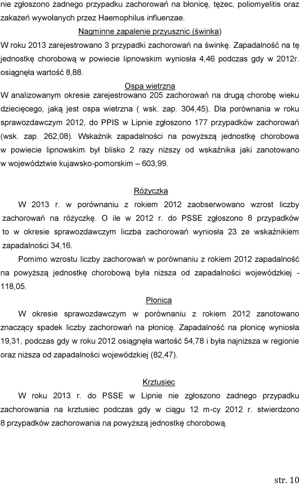 osiągnęła wartość 8,88. Ospa wietrzna W analizowanym okresie zarejestrowano 205 zachorowań na drugą chorobę wieku dziecięcego, jaką jest ospa wietrzna ( wsk. zap. 304,45).