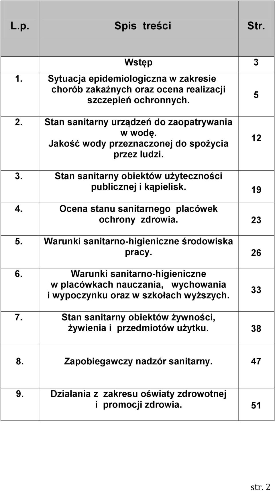 Ocena stanu sanitarnego placówek ochrony zdrowia. 23 5. Warunki sanitarno-higieniczne środowiska pracy. 26 6.