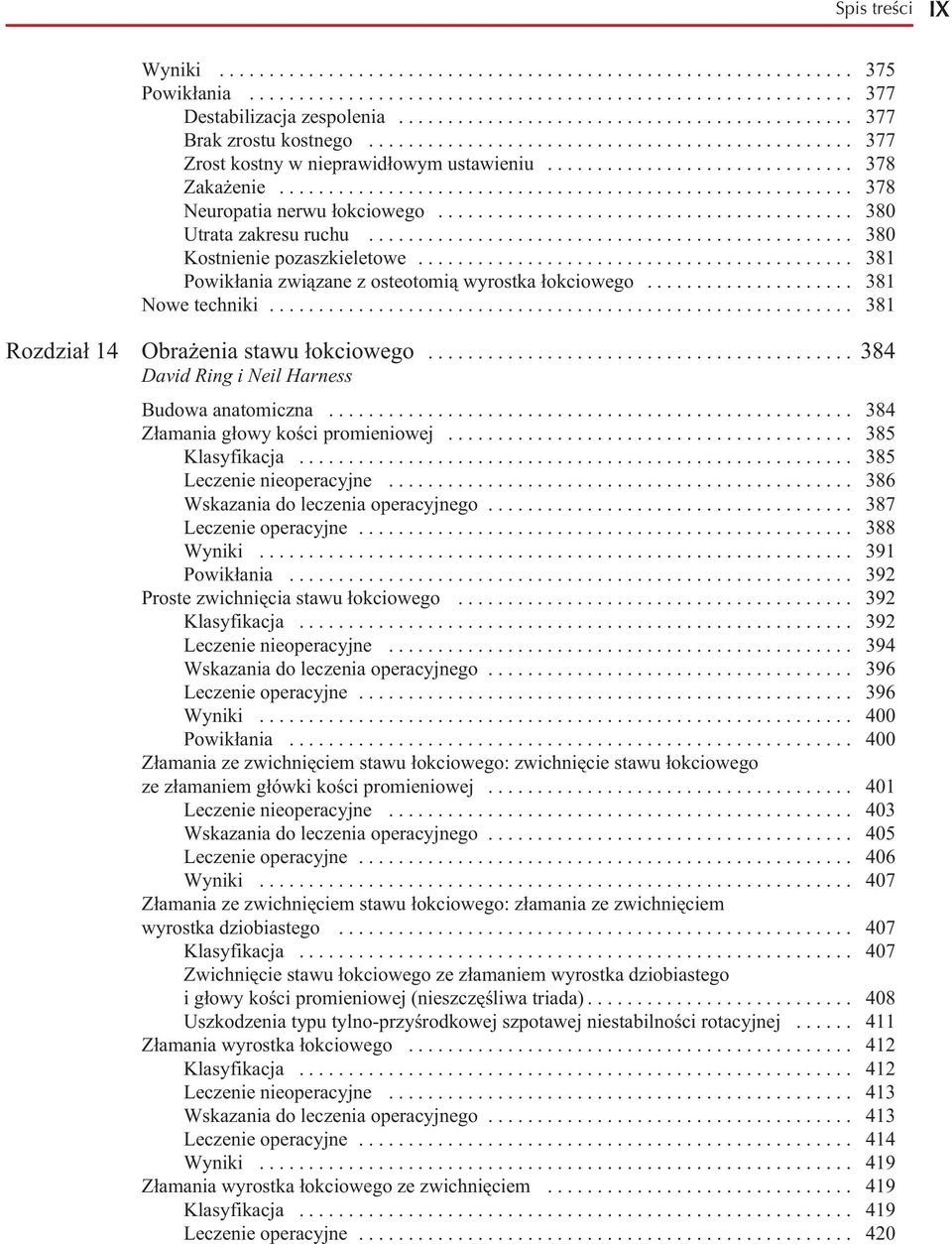 ......................................................... 378 Neuropatia nerwu łokciowego.......................................... 380 Utrata zakresu ruchu................................................. 380 Kostnienie pozaszkieletowe.