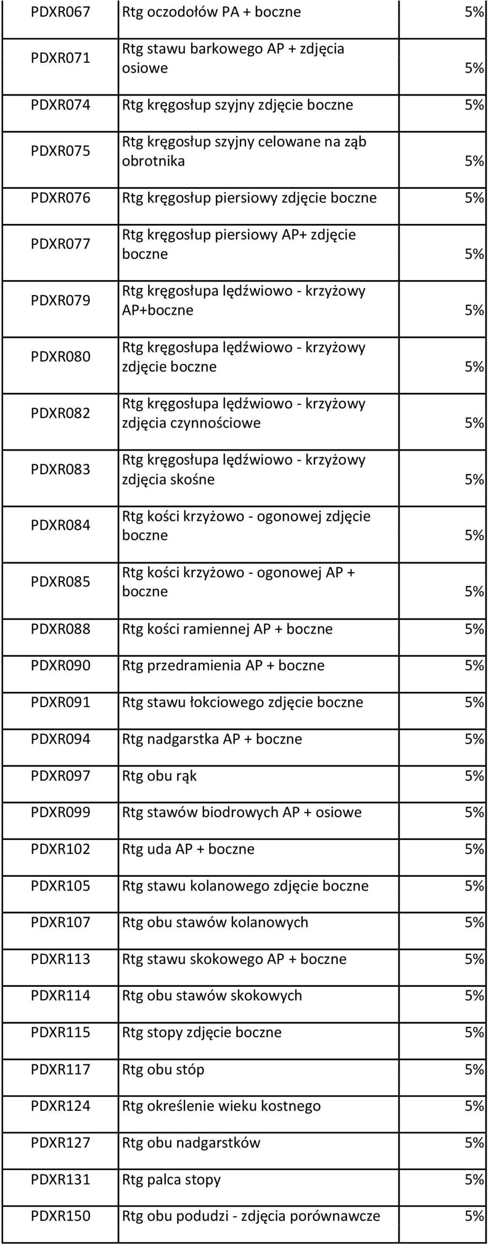 5% Rtg kręgosłupa lędźwiowo - krzyżowy zdjęcie boczne 5% Rtg kręgosłupa lędźwiowo - krzyżowy zdjęcia czynnościowe 5% Rtg kręgosłupa lędźwiowo - krzyżowy zdjęcia skośne 5% Rtg kości krzyżowo -