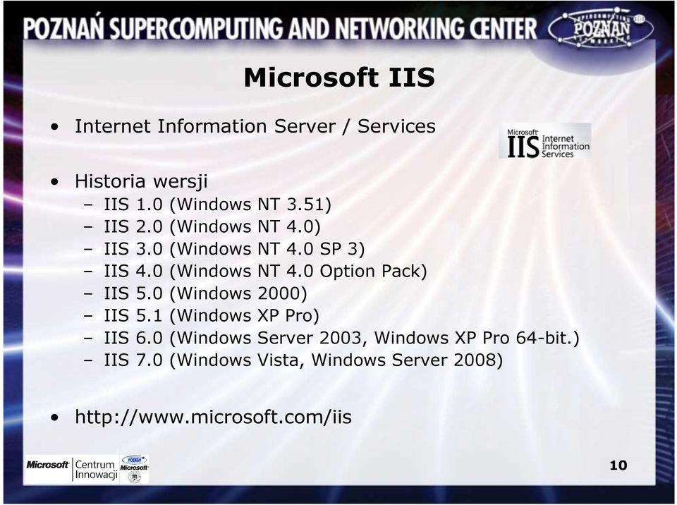 0 (Windows 2000) IIS 5.1 (Windows XP Pro) IIS 6.