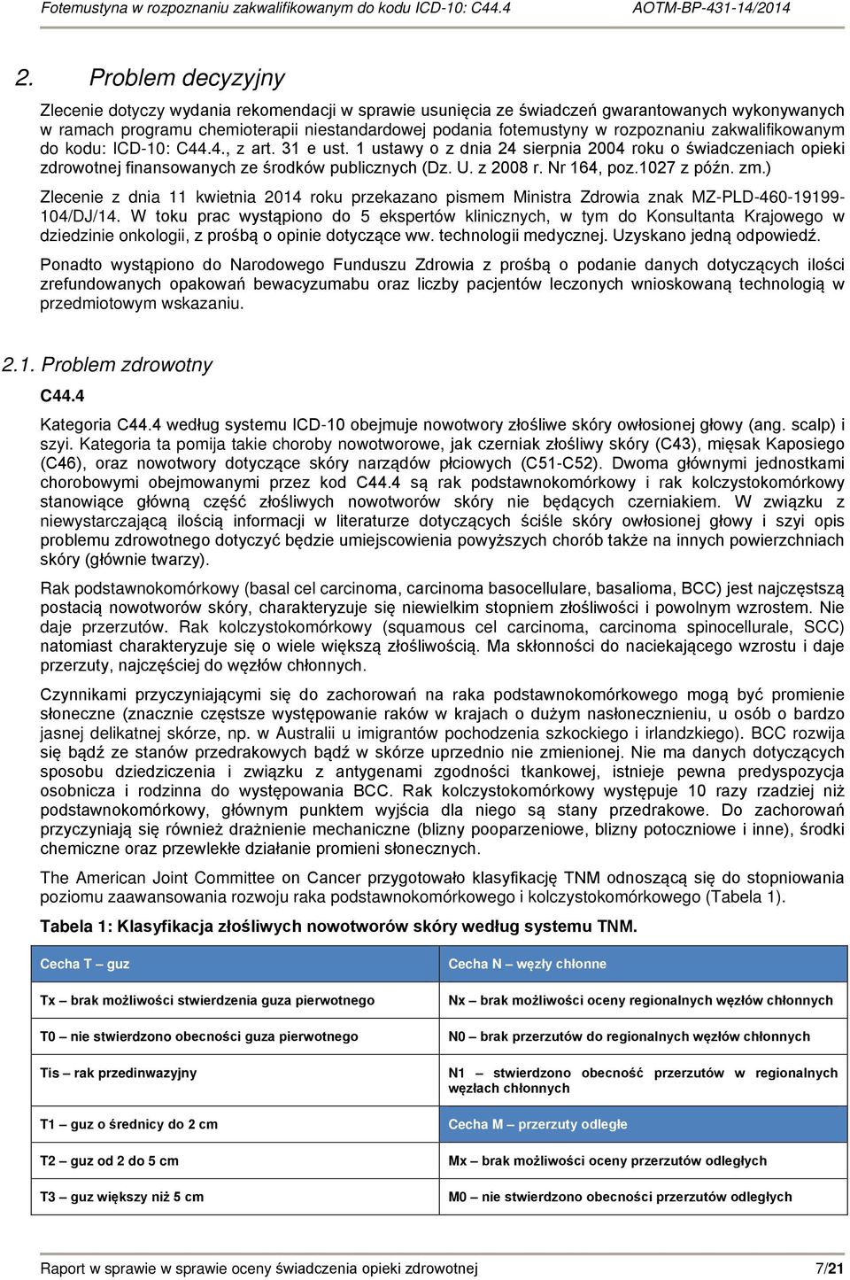 Nr 164, poz.1027 z późn. zm.) Zlecenie z dnia 11 kwietnia 2014 roku przekazano pismem Ministra Zdrowia znak MZ-PLD-460-19199- 104/DJ/14.