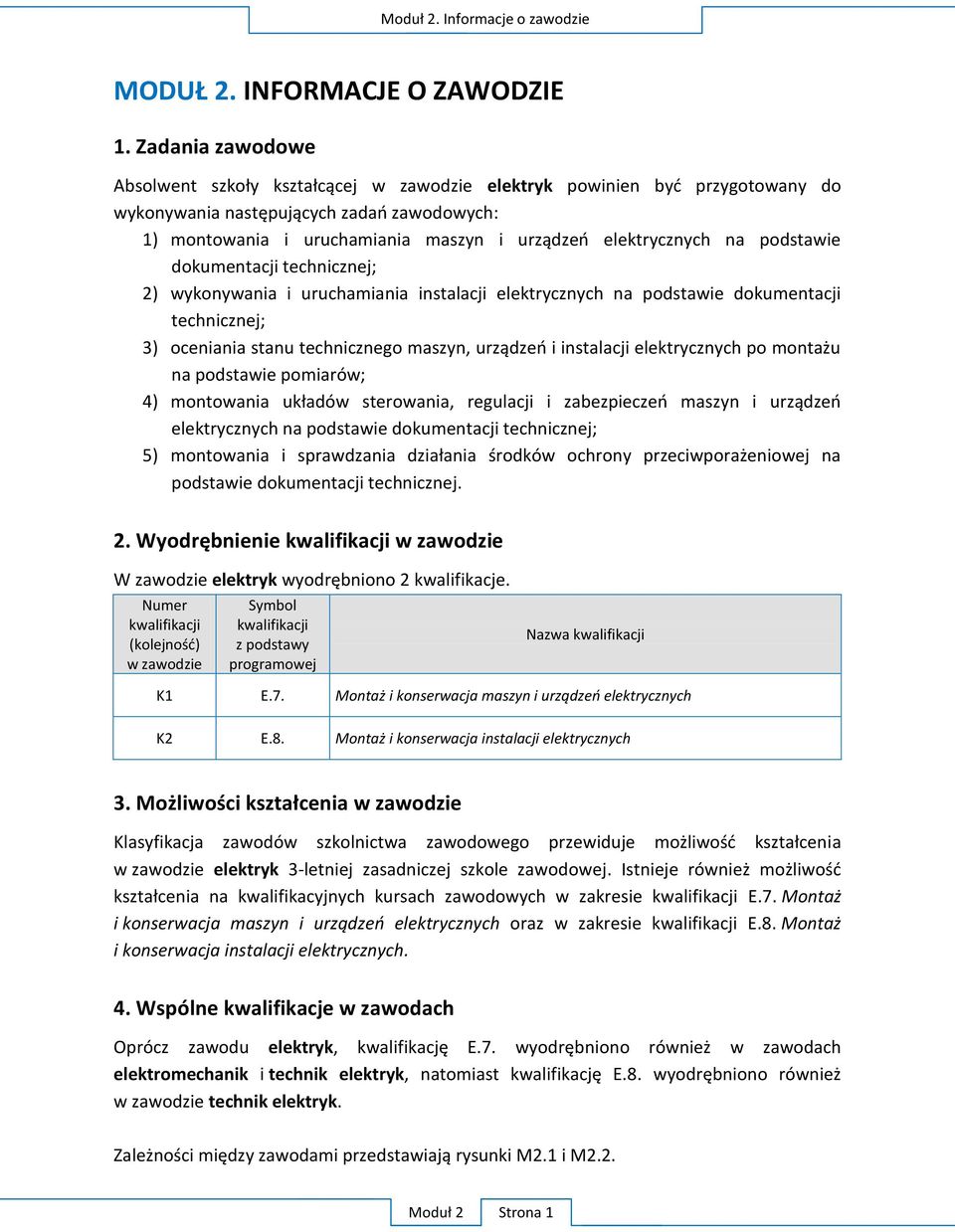 podstawie dokumentacji technicznej; 5) podstawie dokumentacji technicznej. 2. W nie kwalifikacji w zawodzie W zawodzie elektryk 2 kwalifikacje.