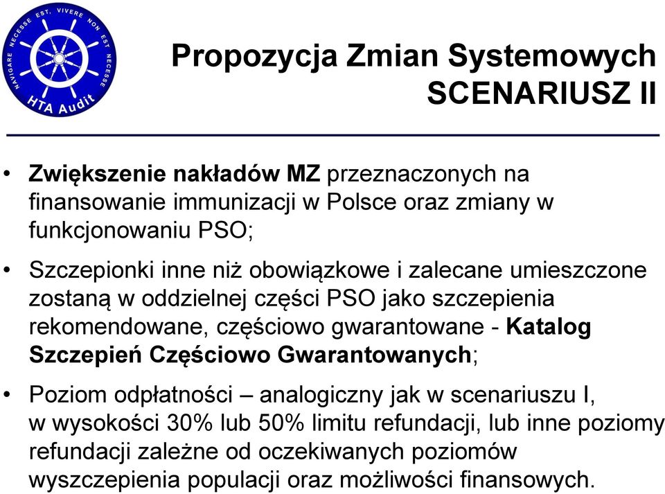 rekomendowane, częściowo gwarantowane - Katalog Szczepień Częściowo Gwarantowanych; Poziom odpłatności analogiczny jak w scenariuszu I, w