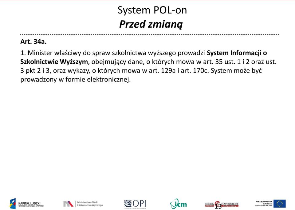 Szkolnictwie Wyższym, obejmujący dane, o których mowa w art. 35 ust.