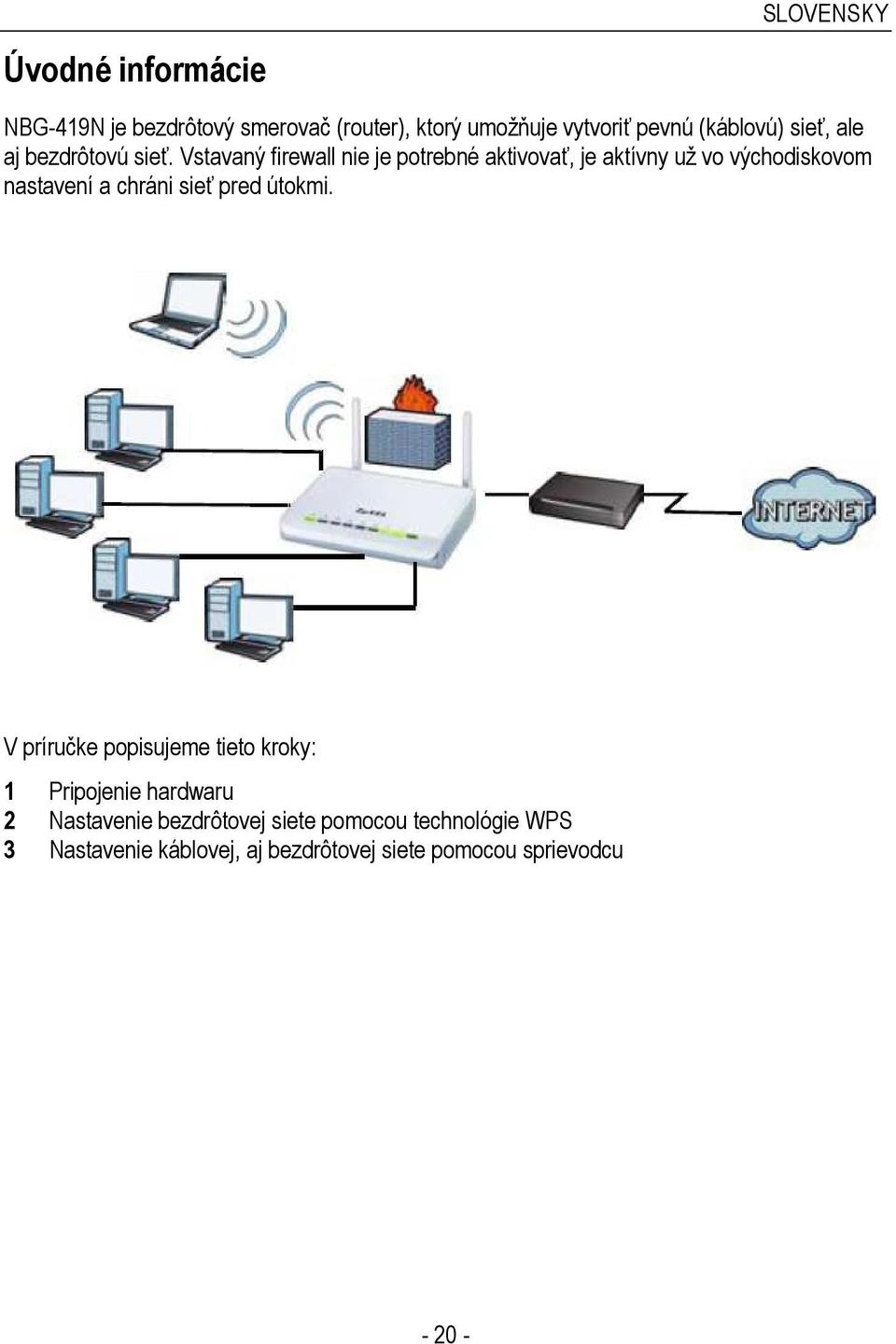 Vstavaný firewall nie je potrebné aktivovať, je aktívny už vo východiskovom nastavení a chráni sieť pred