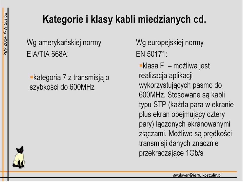 normy EN 50171: klasa F możliwa jest realizacja aplikacji wykorzystujących pasmo do 600MHz.