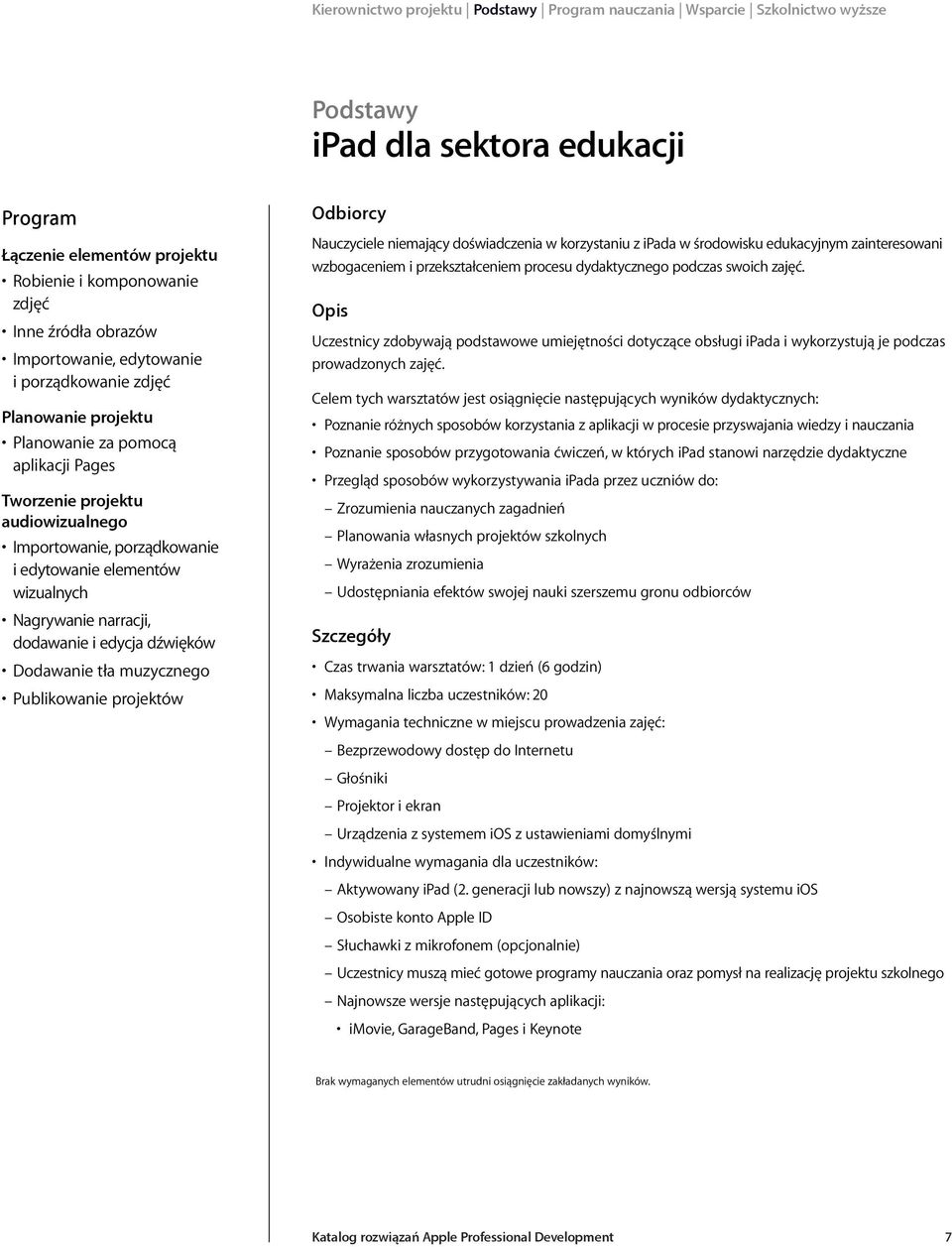 Publikowanie projektów Nauczyciele niemający doświadczenia w korzystaniu z ipada w środowisku edukacyjnym zainteresowani wzbogaceniem i przekształceniem procesu dydaktycznego podczas swoich zajęć.