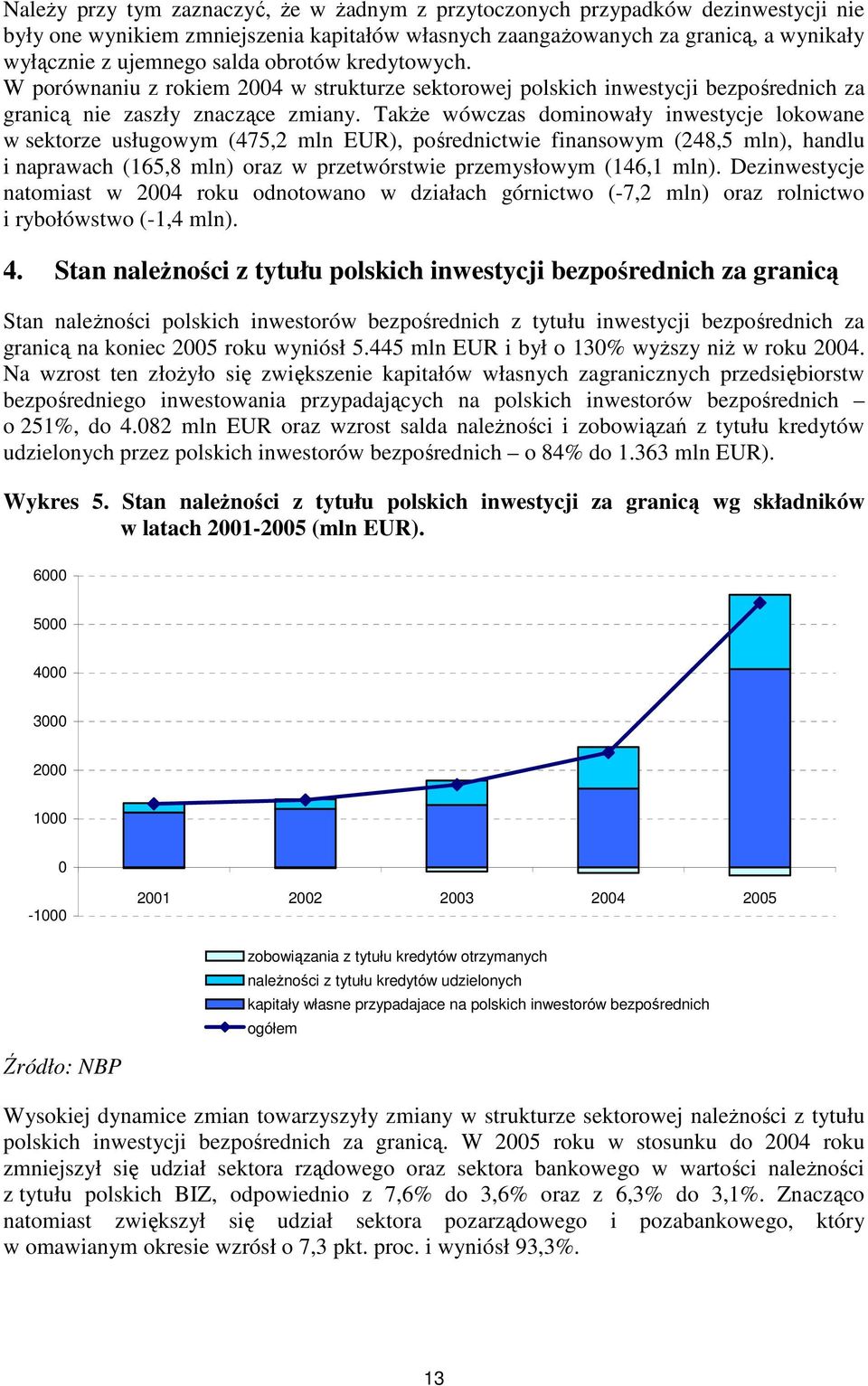 TakŜe wówczas dominowały inwestycje lokowane w sektorze usługowym (475,2 mln EUR), pośrednictwie finansowym (248,5 mln), handlu i naprawach (165,8 mln) oraz w przetwórstwie przemysłowym (146,1 mln).