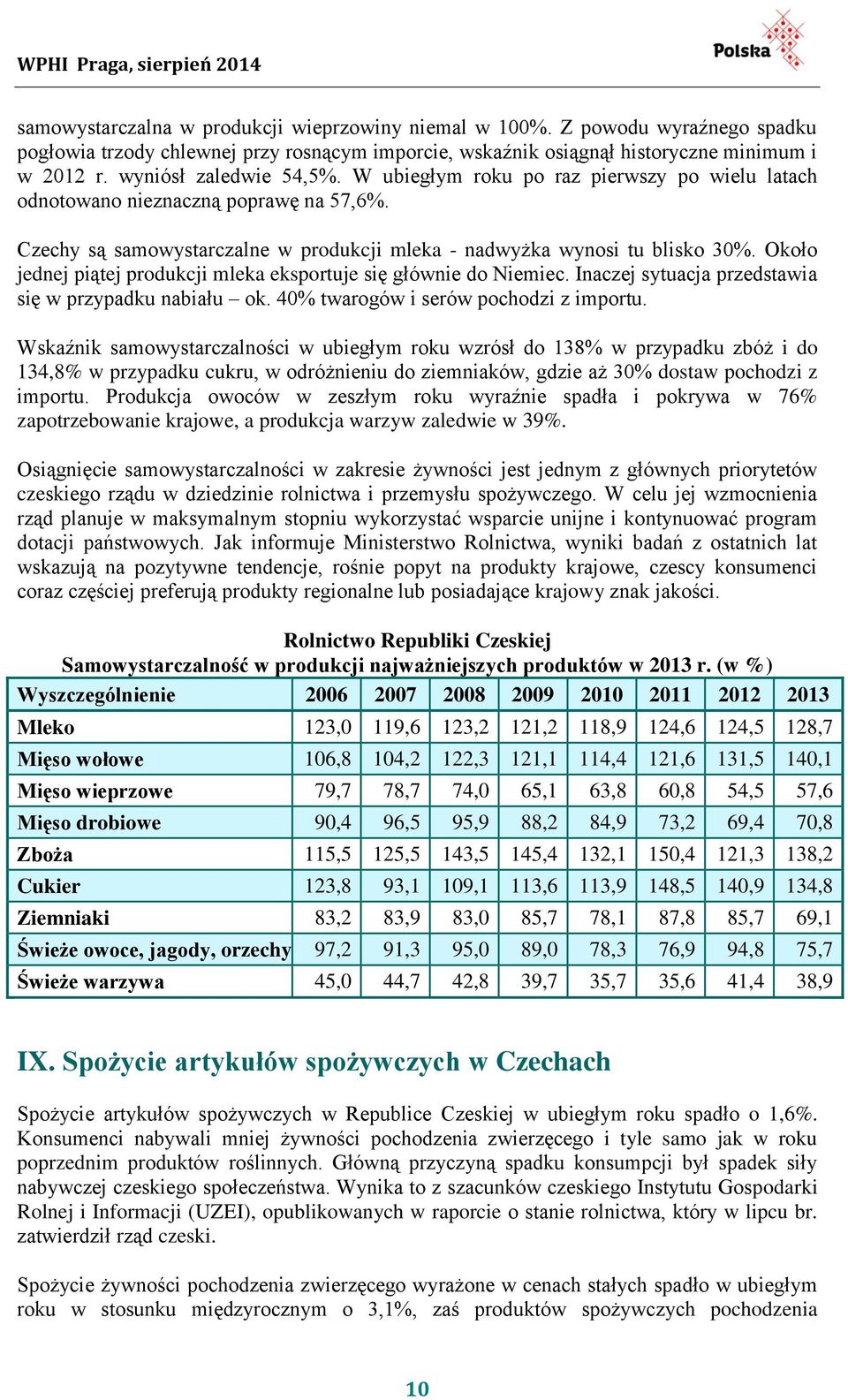 Około jednej piątej produkcji mleka eksportuje się głównie do Niemiec. Inaczej sytuacja przedstawia się w przypadku nabiału ok. 40% twarogów i serów pochodzi z importu.