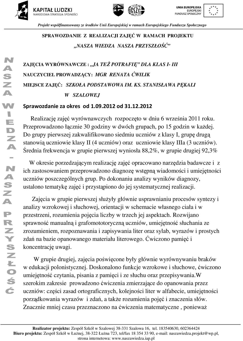 Przeprowadzono łącznie 30 godziny w dwóch grupach, po 15 godzin w każdej.